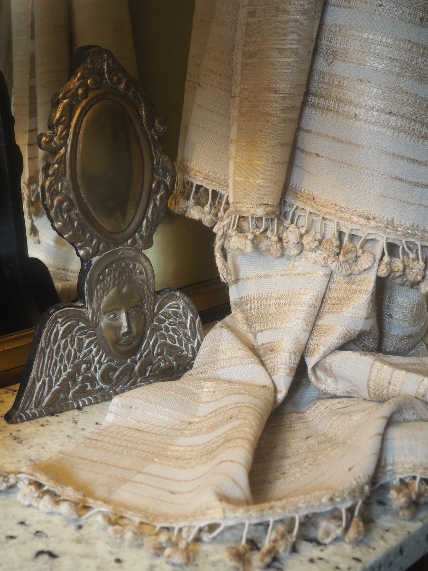 Cream Merino Wool Handloomed Shawl