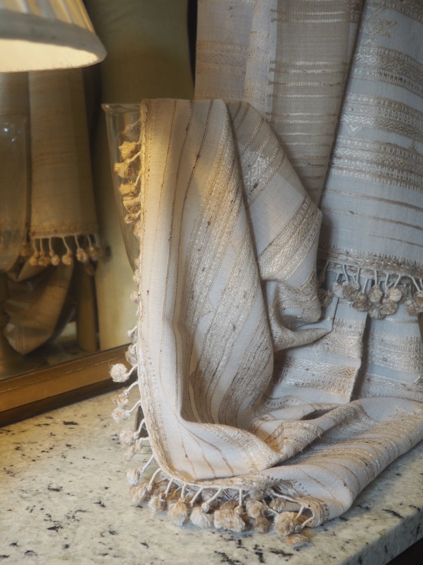 Cream Merino Wool Handloomed Shawl