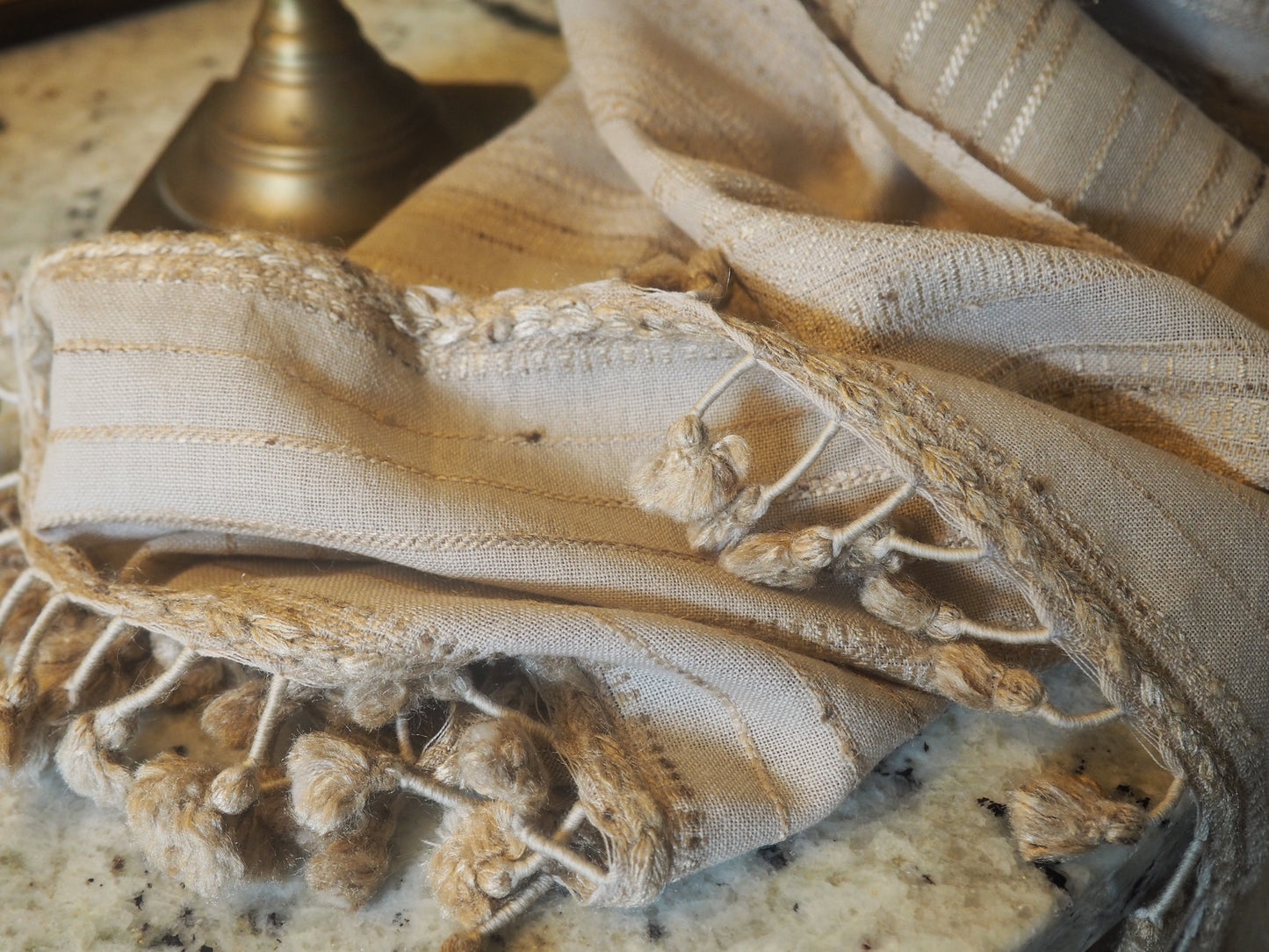 Cream Merino Wool Handloomed Shawl