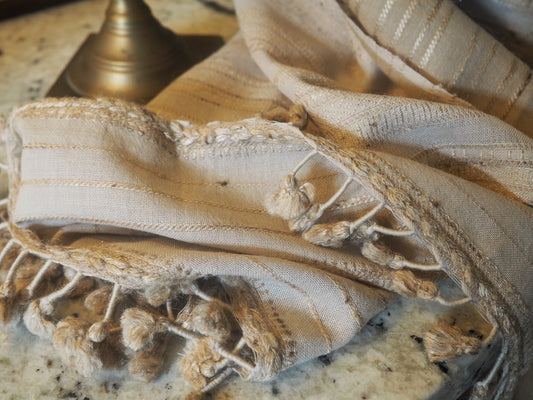 Cream Merino Wool Handloomed Shawl