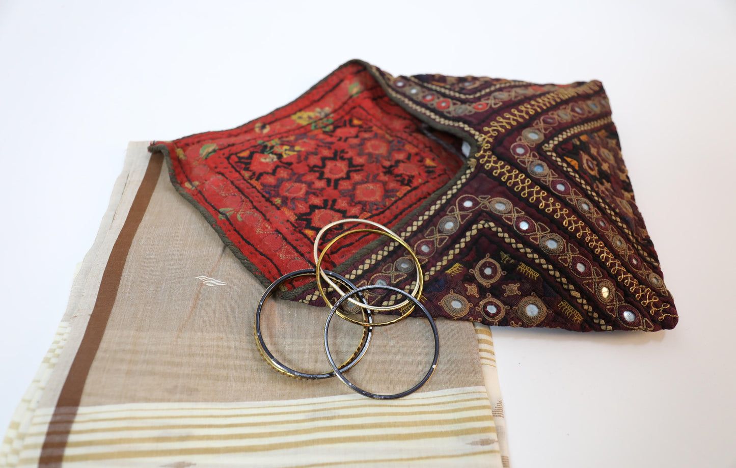 Purple Mirrorwork Dowry Bag